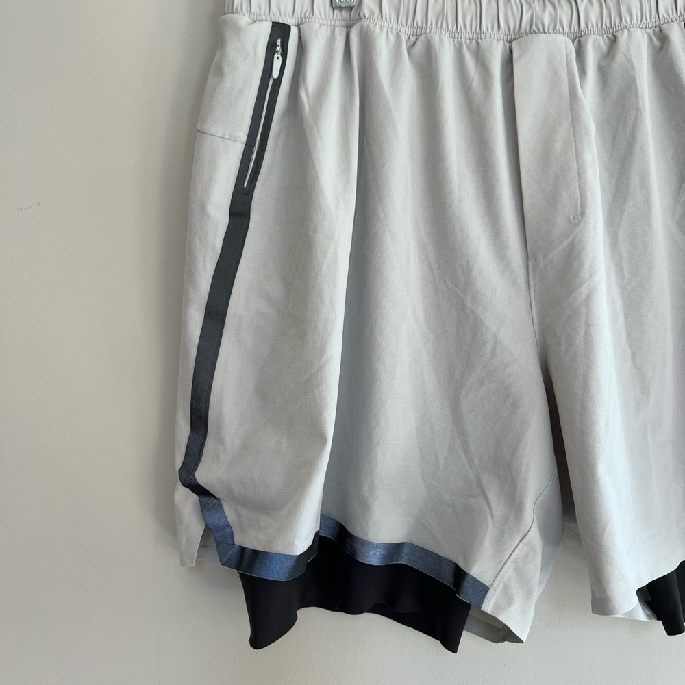 Lululemon Men's Surge Lined Lightweight White Athletic Shorts 6” Zip Pocket, XXL - Picture 4 of 9